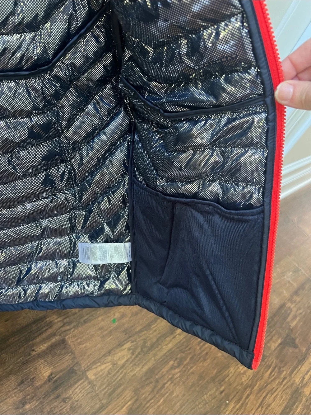 Columbia Kids Navy and Royal Blue Hooded Puffer Jacket with Red Accents